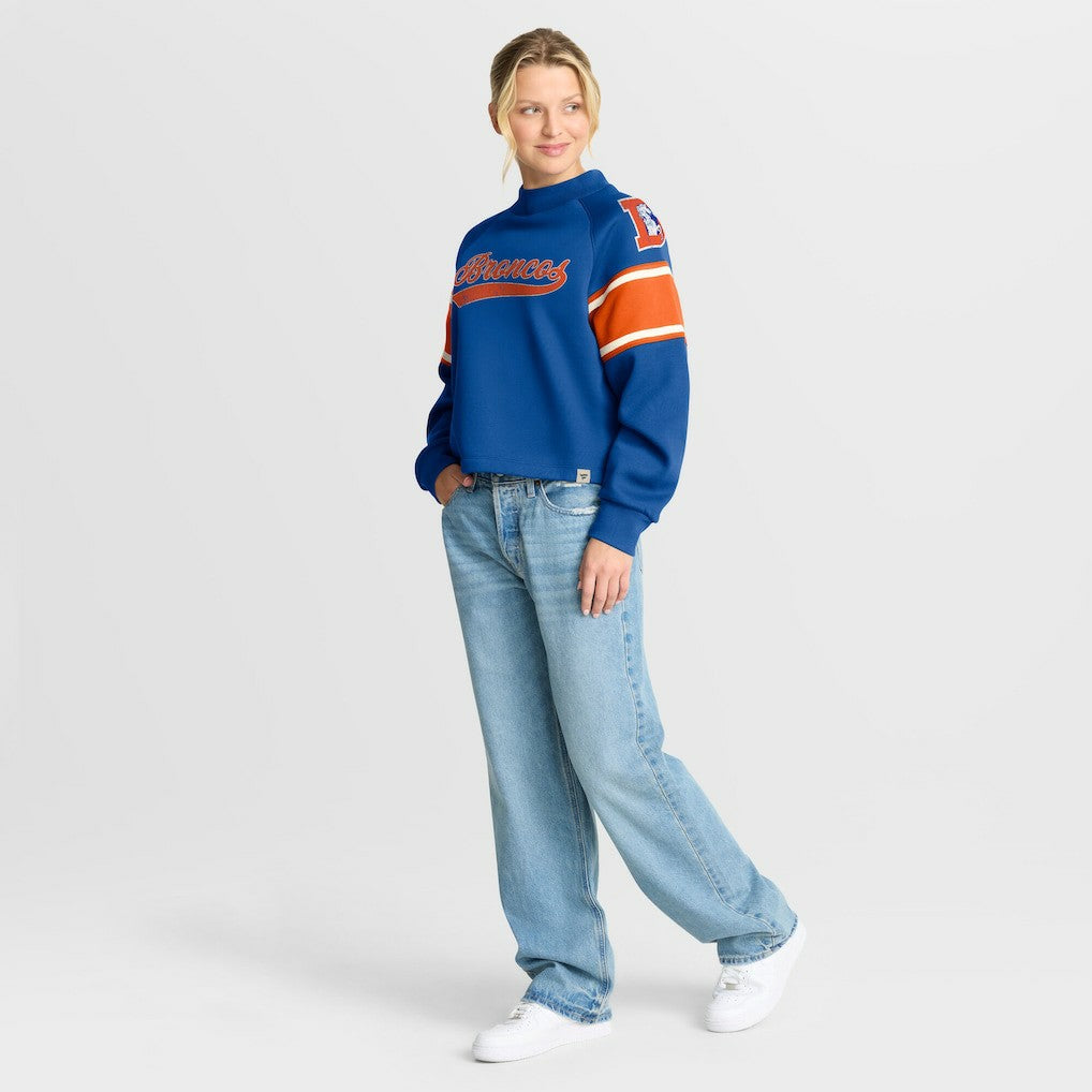 Oversized Hometown Toss Sweep Mock Neck Pullover - Denver Broncos