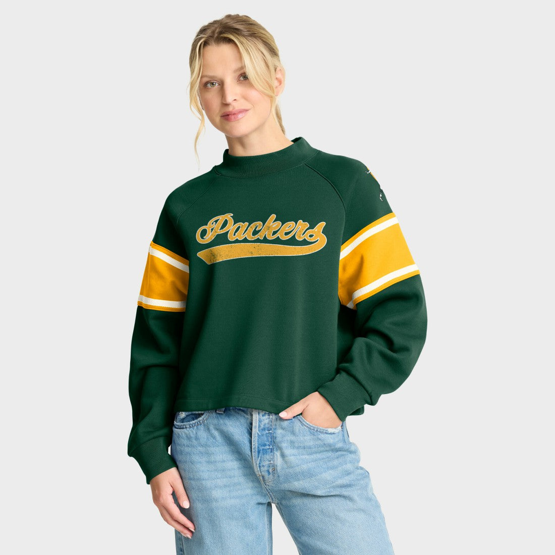 Oversized Hometown Toss Sweep Mock Neck Pullover - Green Bay Packers