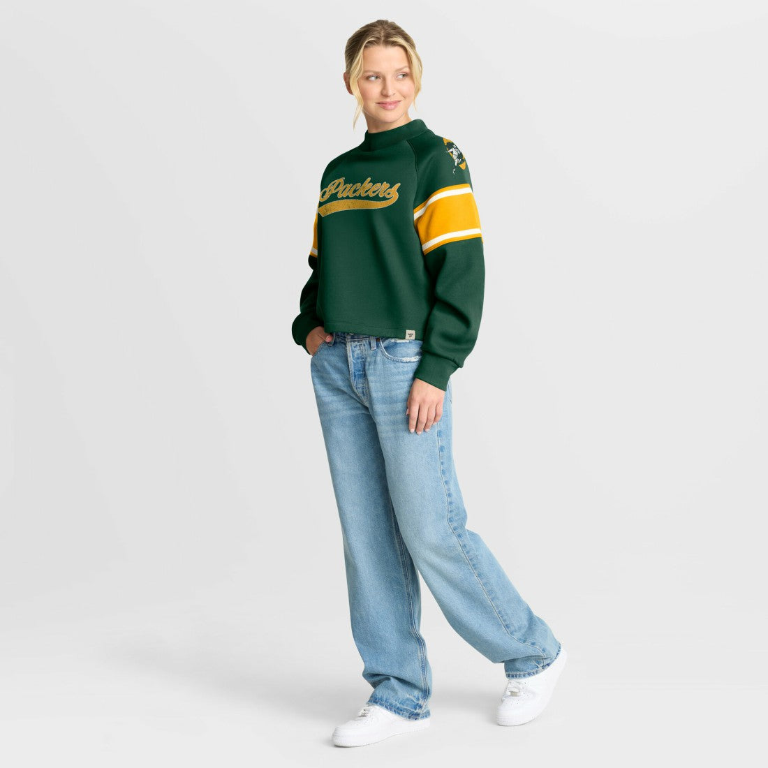 Oversized Hometown Toss Sweep Mock Neck Pullover - Green Bay Packers