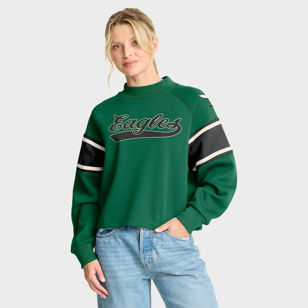 Oversized Hometown Toss Sweep Mock Neck Pullover - Philadelphia Eagles