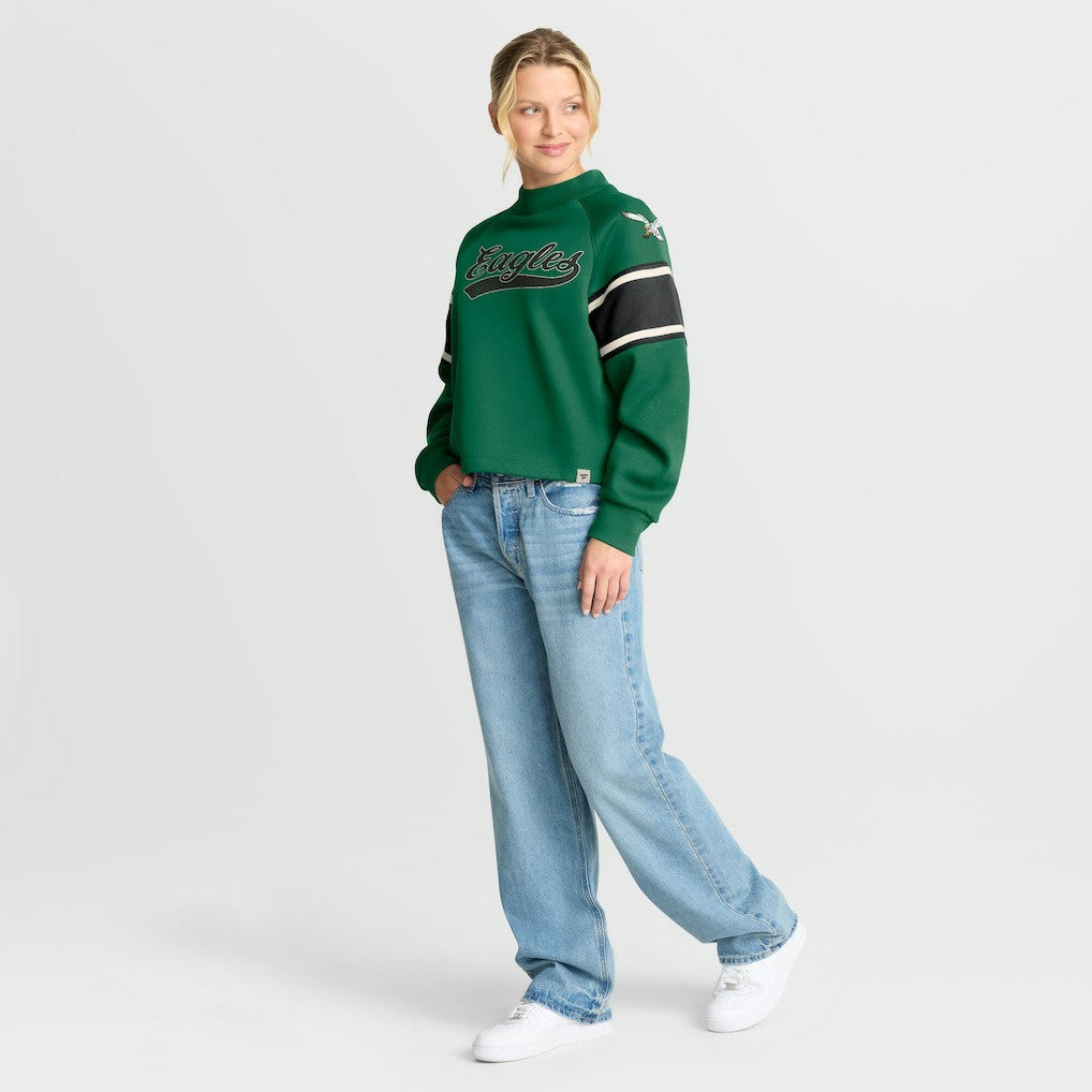 Oversized Hometown Toss Sweep Mock Neck Pullover - Philadelphia Eagles