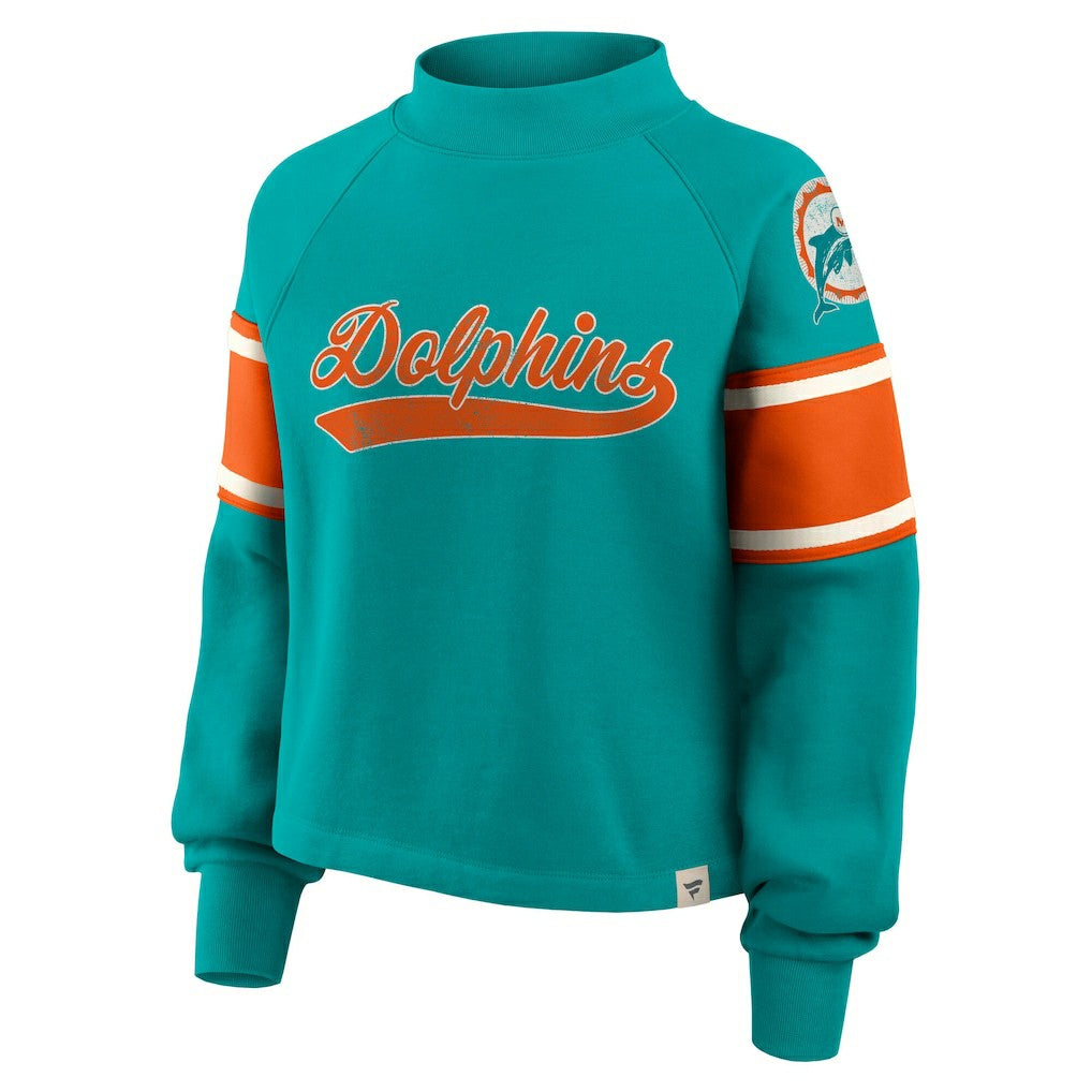 Oversized Hometown Toss Sweep Mock Neck Pullover - Miami Dolphins