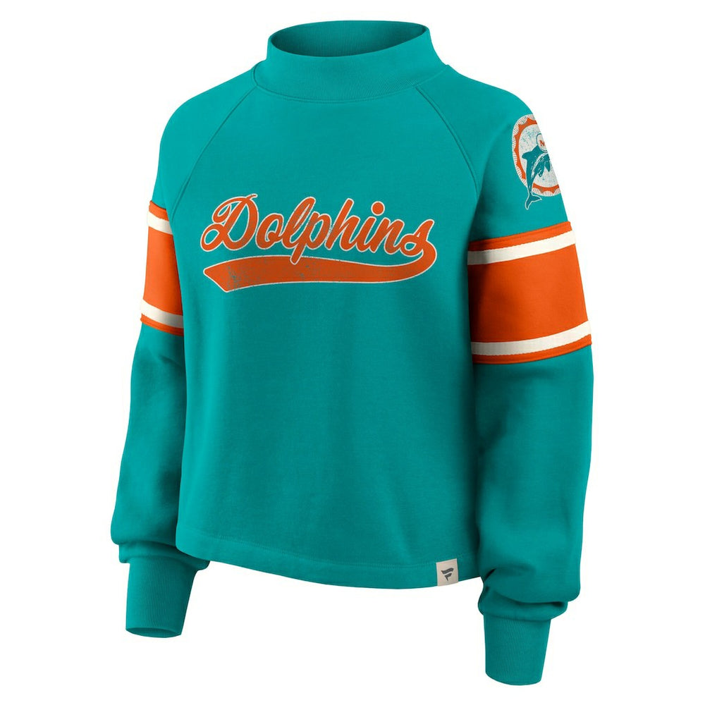 Oversized Hometown Toss Sweep Mock Neck Pullover - Miami Dolphins