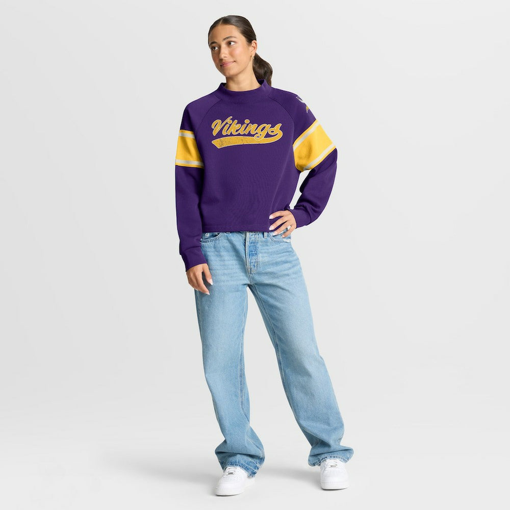 Oversized Hometown Toss Sweep Mock Neck Pullover - Minnesota Vikings
