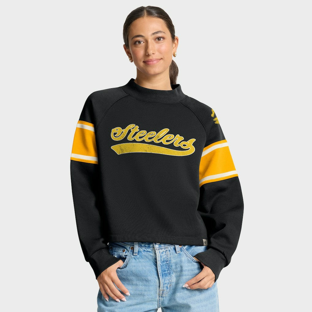 Oversized Hometown Toss Sweep Mock Neck Pullover - Pittsburgh Steelers