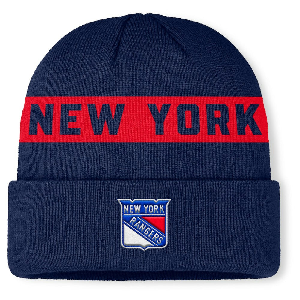 NHL Navy New York Rangers Fanatics Authentic Pro Rink Cuffed Knit Hat