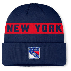 NHL Navy New York Rangers Fanatics Authentic Pro Rink Cuffed Knit Hat