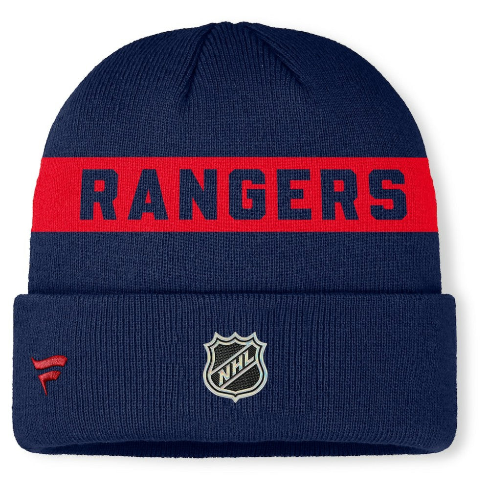 NHL Navy New York Rangers Fanatics Authentic Pro Rink Cuffed Knit Hat