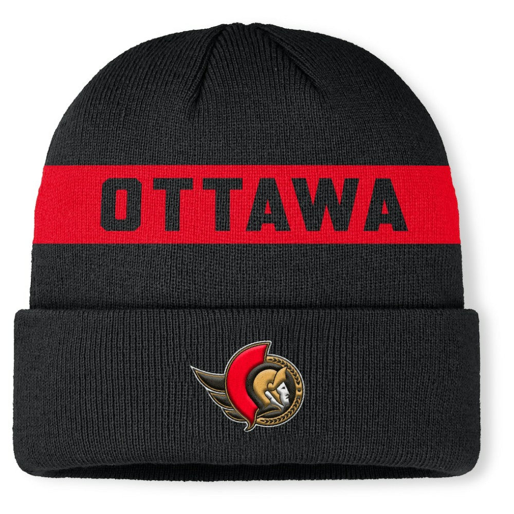 NHL Black Ottawa Senators Fanatics Authentic Pro Rink Cuffed Knit Hat