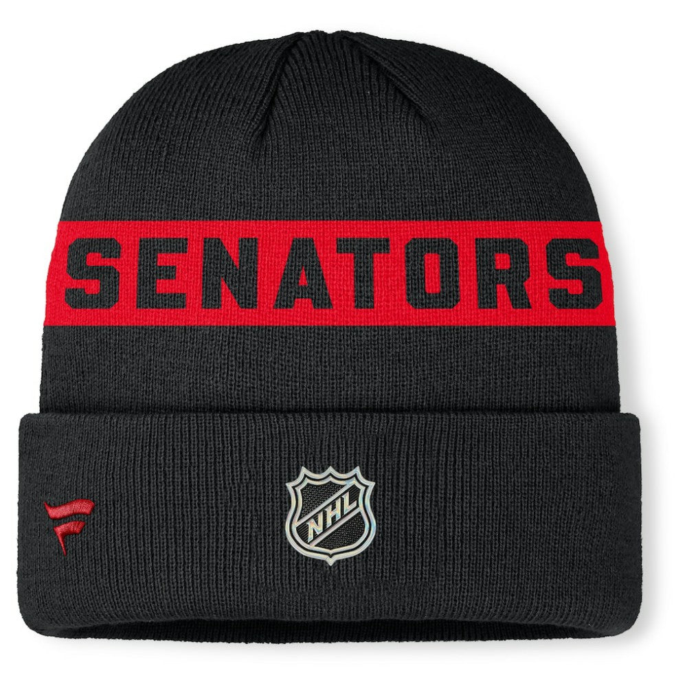 NHL Black Ottawa Senators Fanatics Authentic Pro Rink Cuffed Knit Hat