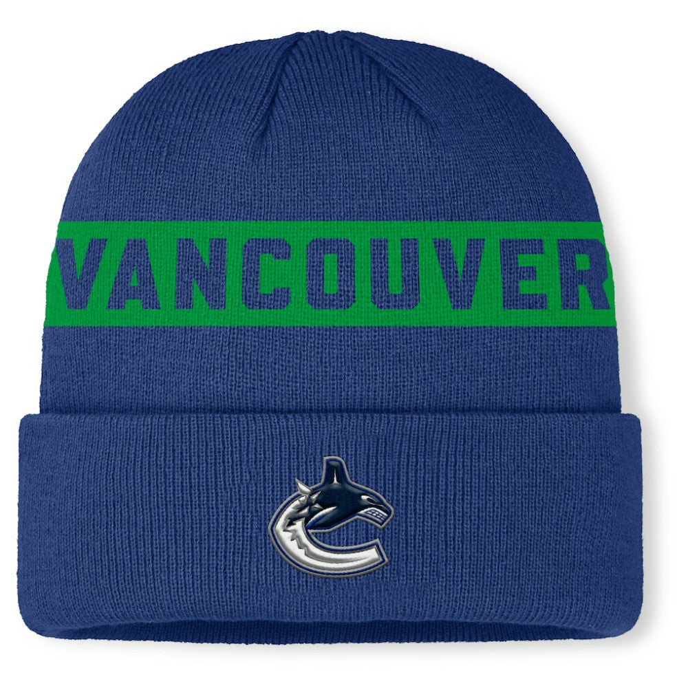 NHL Blue Vancouver Canucks Fanatics Authentic Pro Rink Cuffed Knit Hat