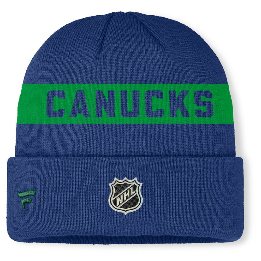 NHL Blue Vancouver Canucks Fanatics Authentic Pro Rink Cuffed Knit Hat