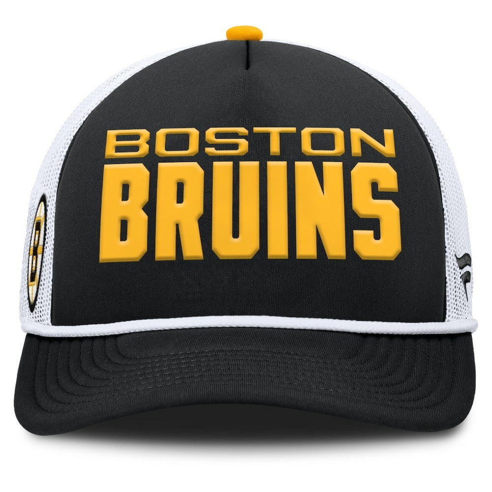 NHL Black/White Boston Bruins Fanatics Authentic Pro Rink A-Frame Adjustable Hat