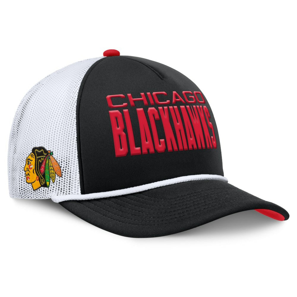 NHL Black/White Chicago Blackhawks Fanatics Authentic Pro Rink A-Frame Adjustable Hat