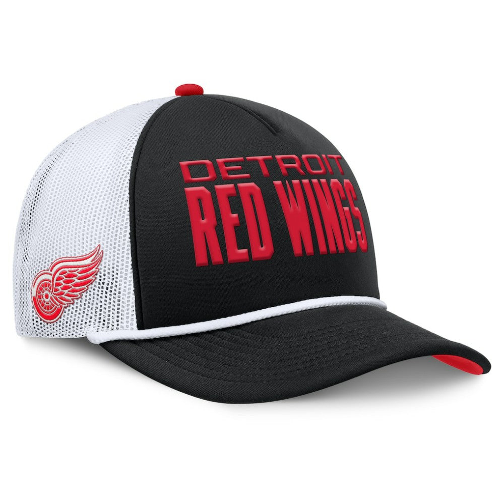 NHL Black/White Detroit Red Wings Fanatics Authentic Pro Rink A-Frame Adjustable Hat