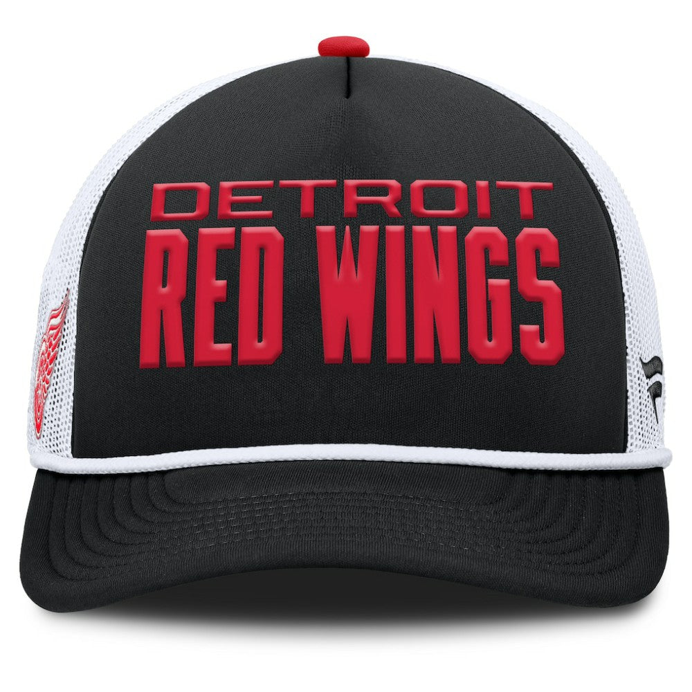 NHL Black/White Detroit Red Wings Fanatics Authentic Pro Rink A-Frame Adjustable Hat