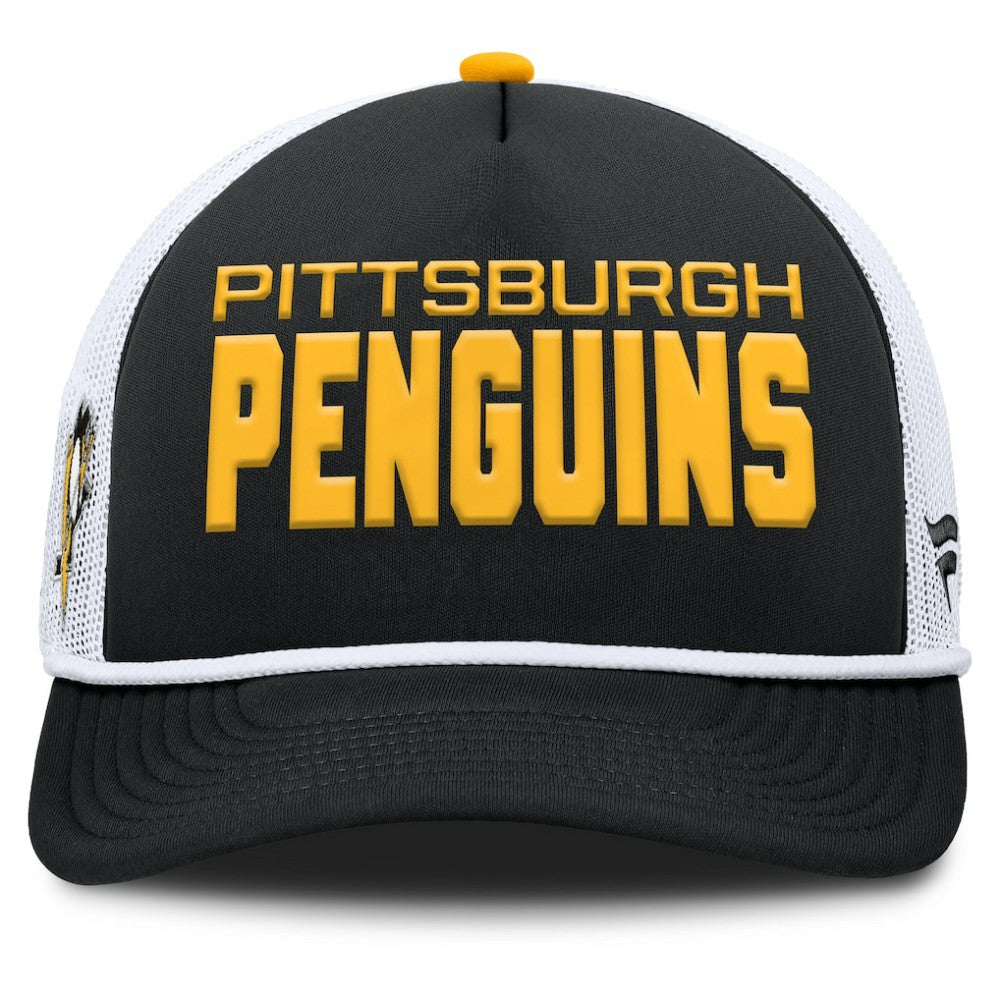 NHL Black/White Pittsburgh Penguins Fanatics Authentic Pro Rink A-Frame Adjustable Hat