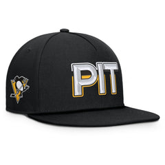 NHL Black Pittsburgh Penguins Fanatics Authentic Pro Rink Team Code Snapback Hat