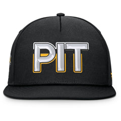 NHL Black Pittsburgh Penguins Fanatics Authentic Pro Rink Team Code Snapback Hat