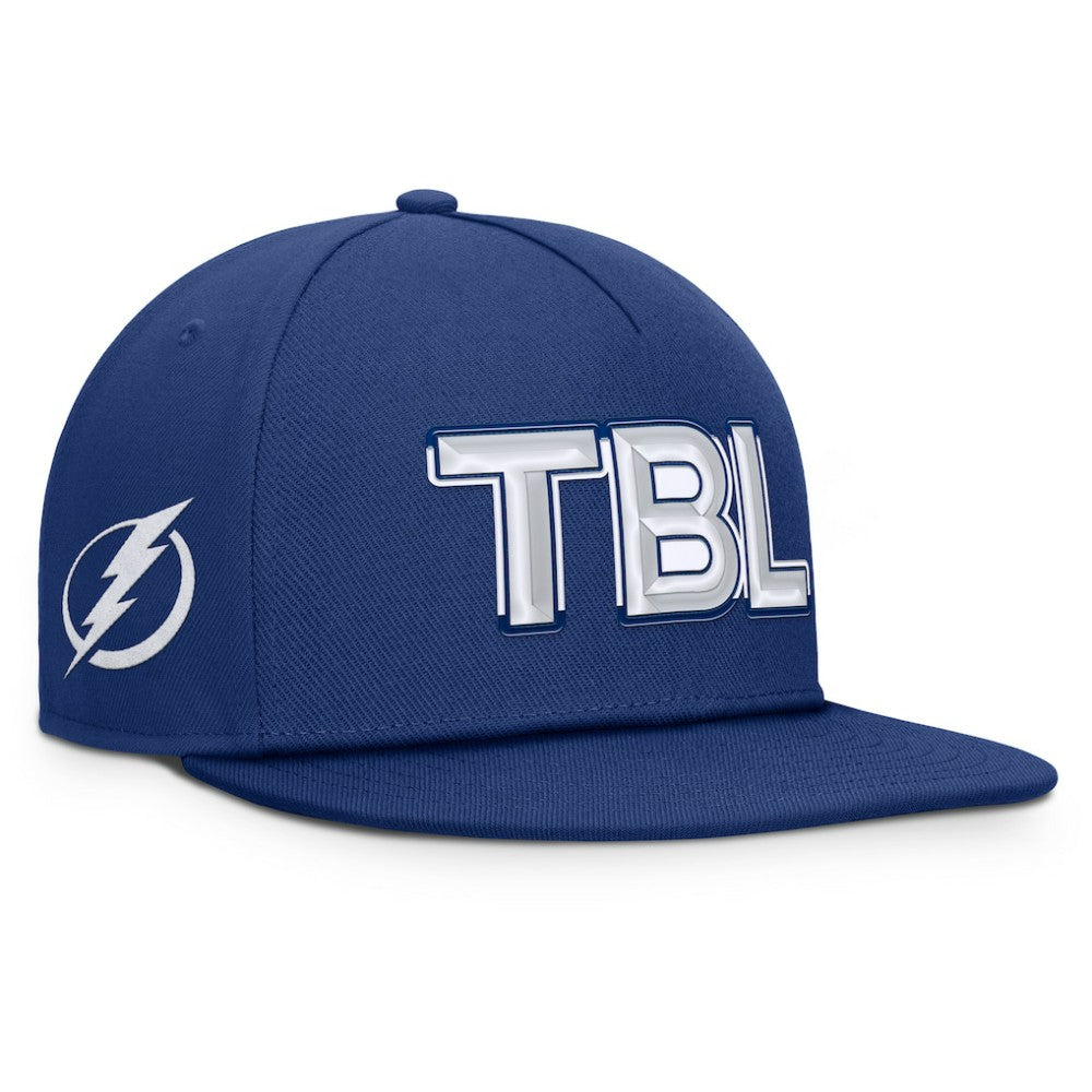NHL Blue Tampa Bay Lightning Fanatics Authentic Pro Rink Team Code Snapback Hat