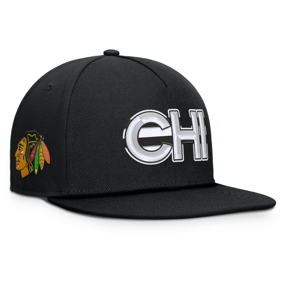 NHL Black Chicago Blackhawks Fanatics Authentic Pro Rink Team Code Snapback Hat