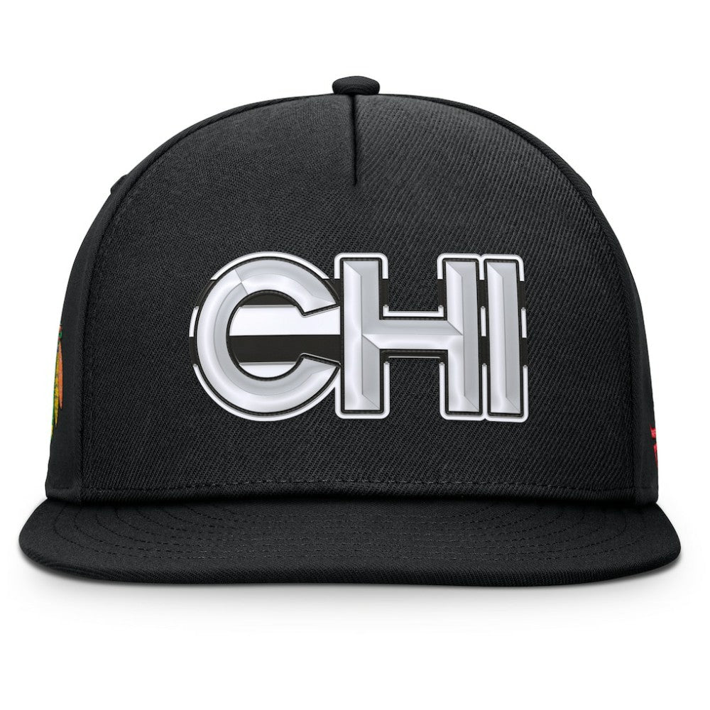 NHL Black Chicago Blackhawks Fanatics Authentic Pro Rink Team Code Snapback Hat