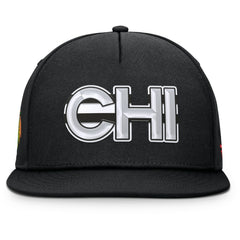 NHL Black Chicago Blackhawks Fanatics Authentic Pro Rink Team Code Snapback Hat