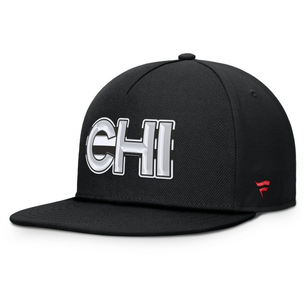 NHL Black Chicago Blackhawks Fanatics Authentic Pro Rink Team Code Snapback Hat