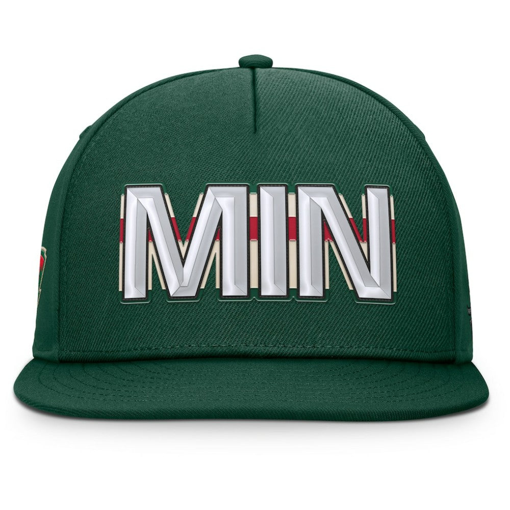 NHL Green Minnesota Wild Fanatics Authentic Pro Rink Team Code Snapback Hat