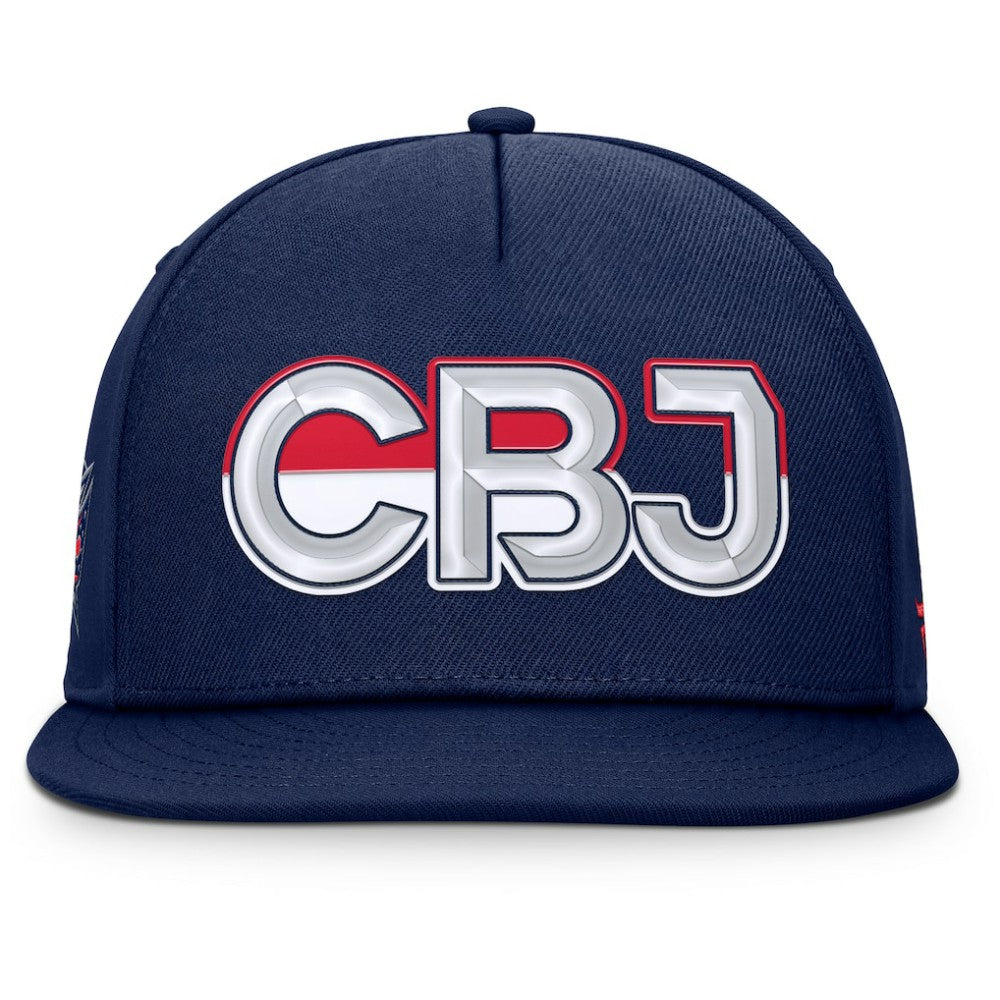 NHL Navy Columbus Blue Jackets Fanatics Authentic Pro Rink Team Code Snapback Hat