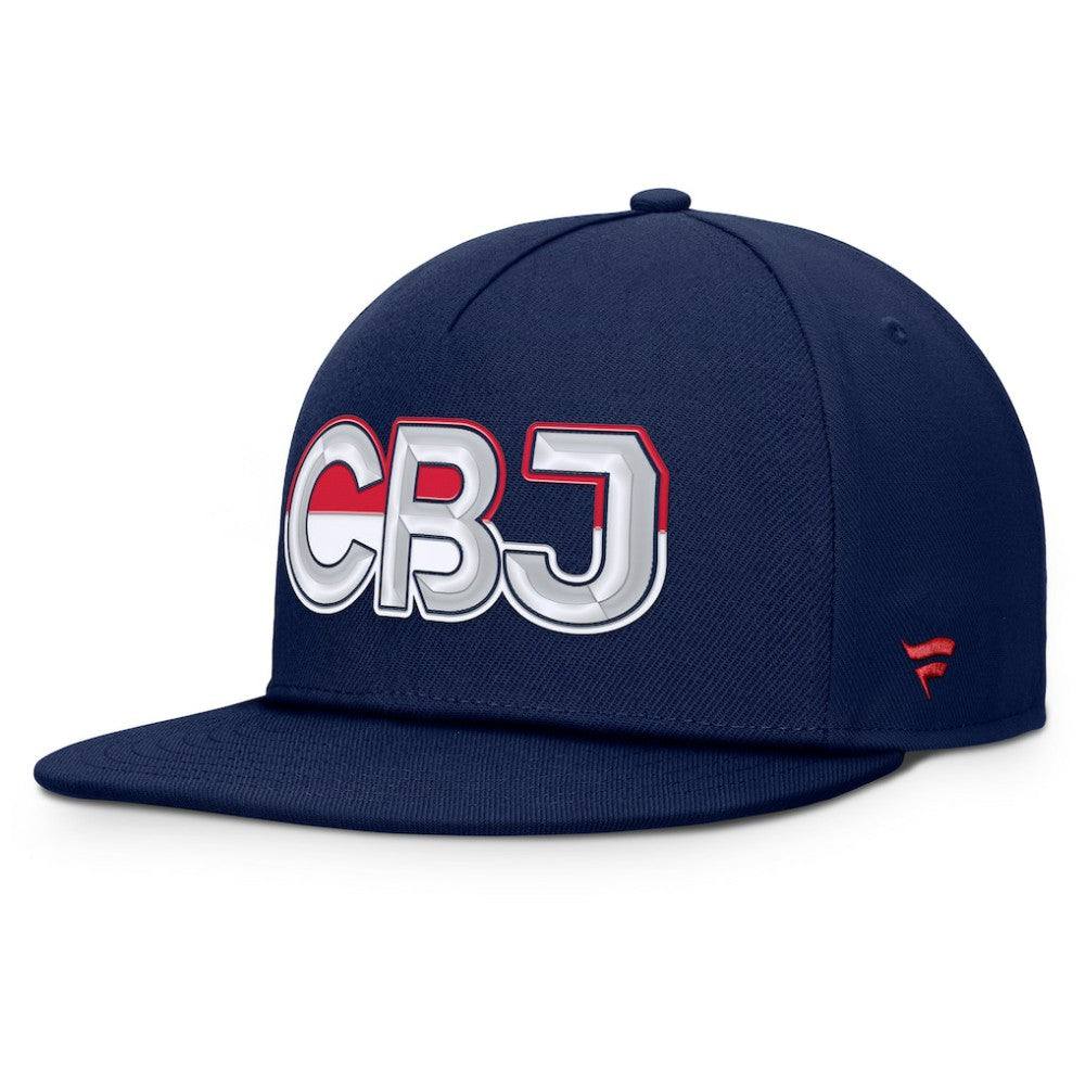 NHL Navy Columbus Blue Jackets Fanatics Authentic Pro Rink Team Code Snapback Hat