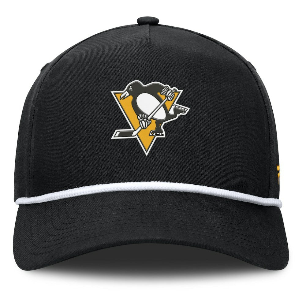NHL Black Pittsburgh Penguins Fanatics Authentic Pro Rink Roper A-Frame Adjustable Hat