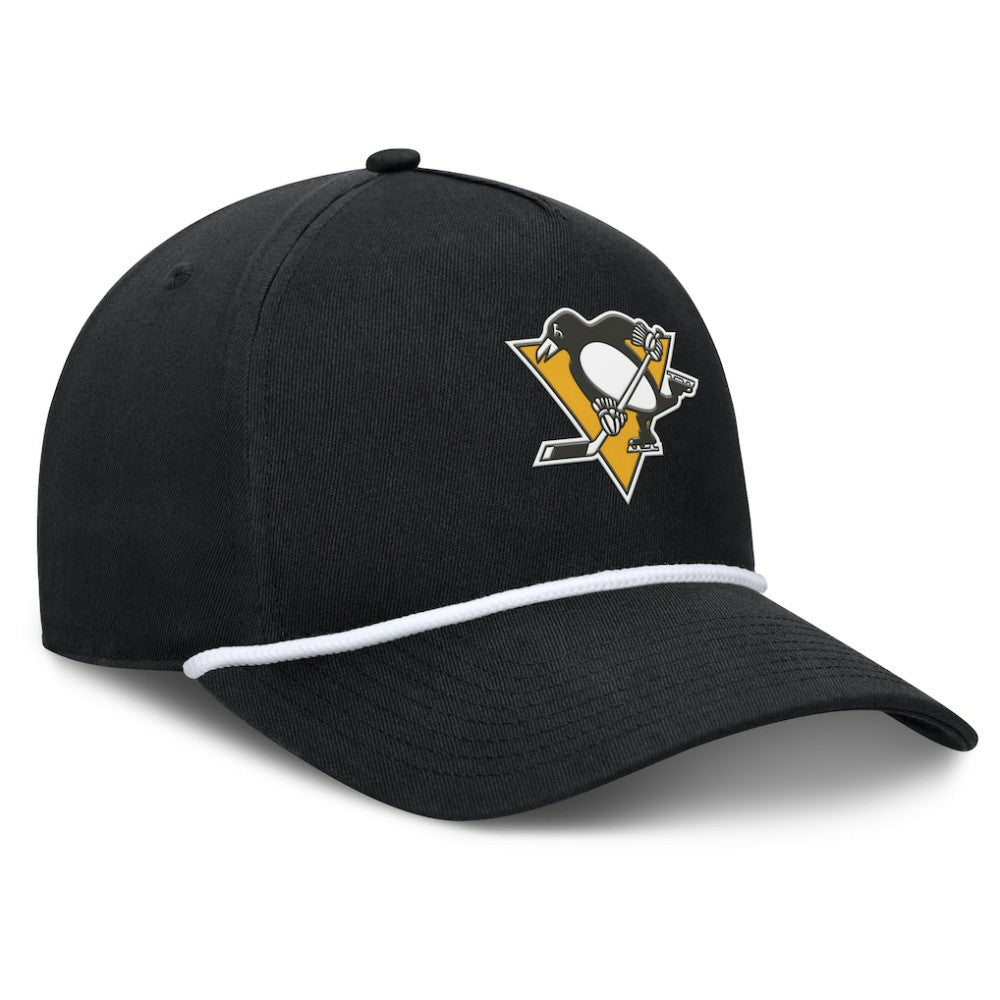 NHL Black Pittsburgh Penguins Fanatics Authentic Pro Rink Roper A-Frame Adjustable Hat
