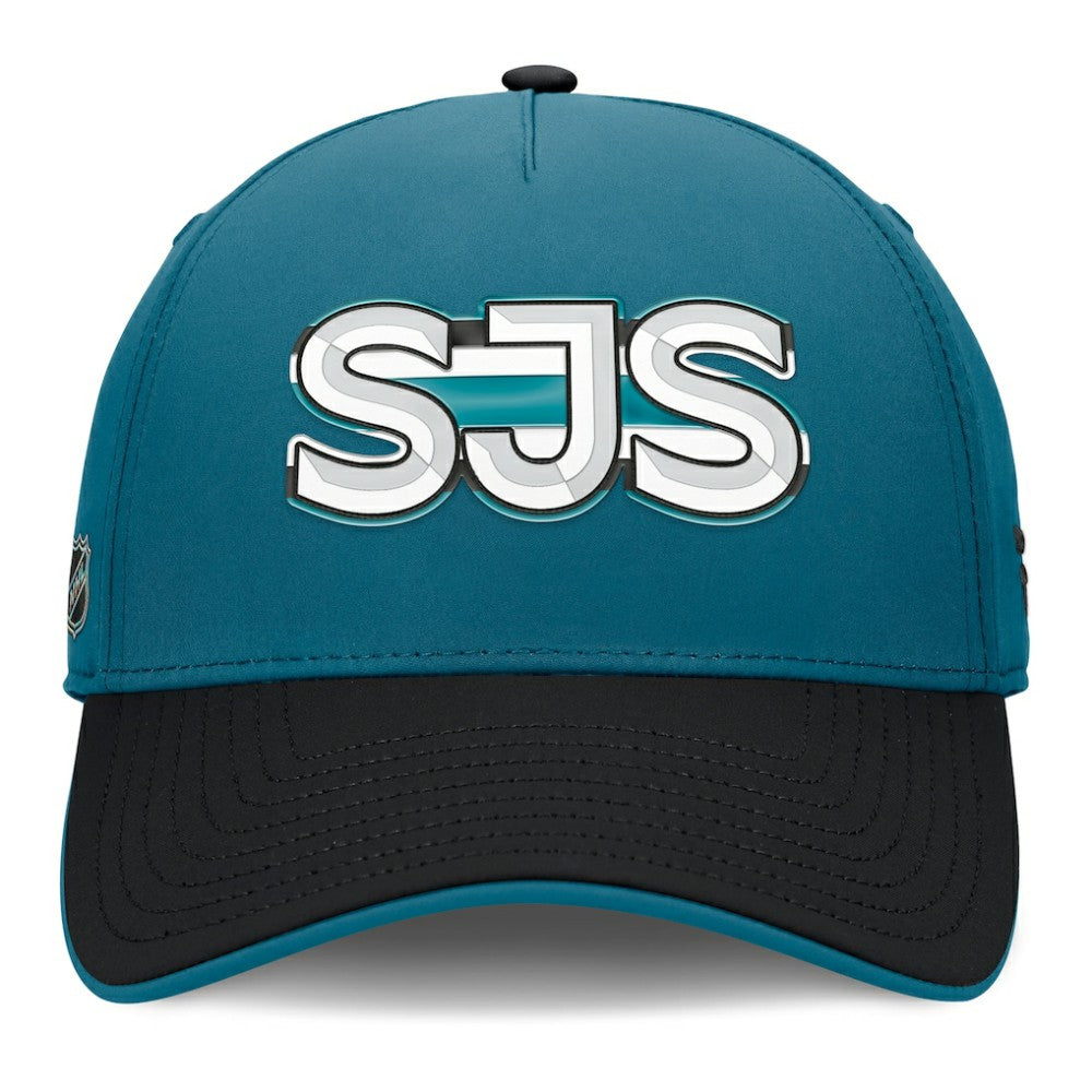NHL Teal/Black San Jose Sharks Fanatics Authentic Pro Rink Team Code Flex Hat