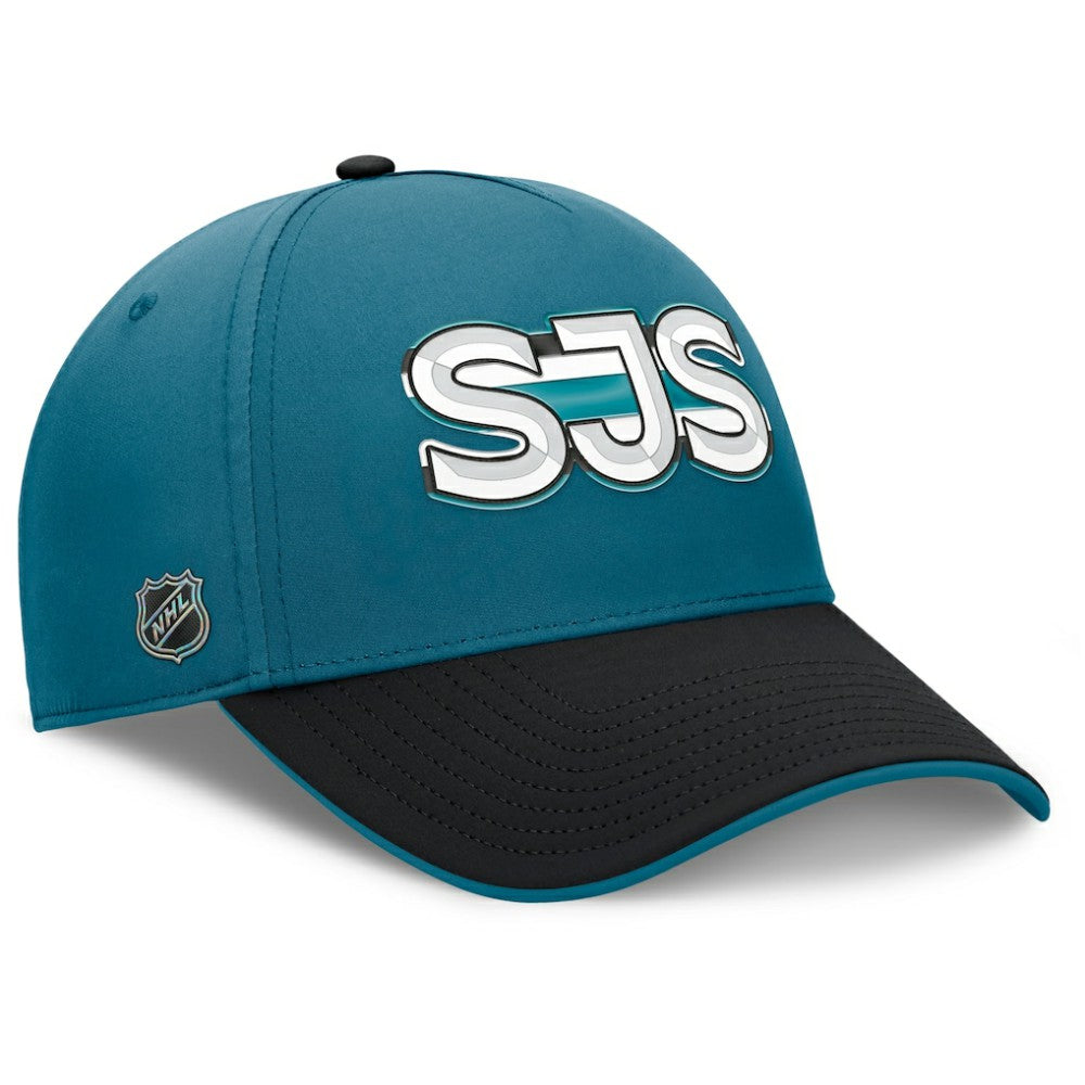NHL Teal/Black San Jose Sharks Fanatics Authentic Pro Rink Team Code Flex Hat