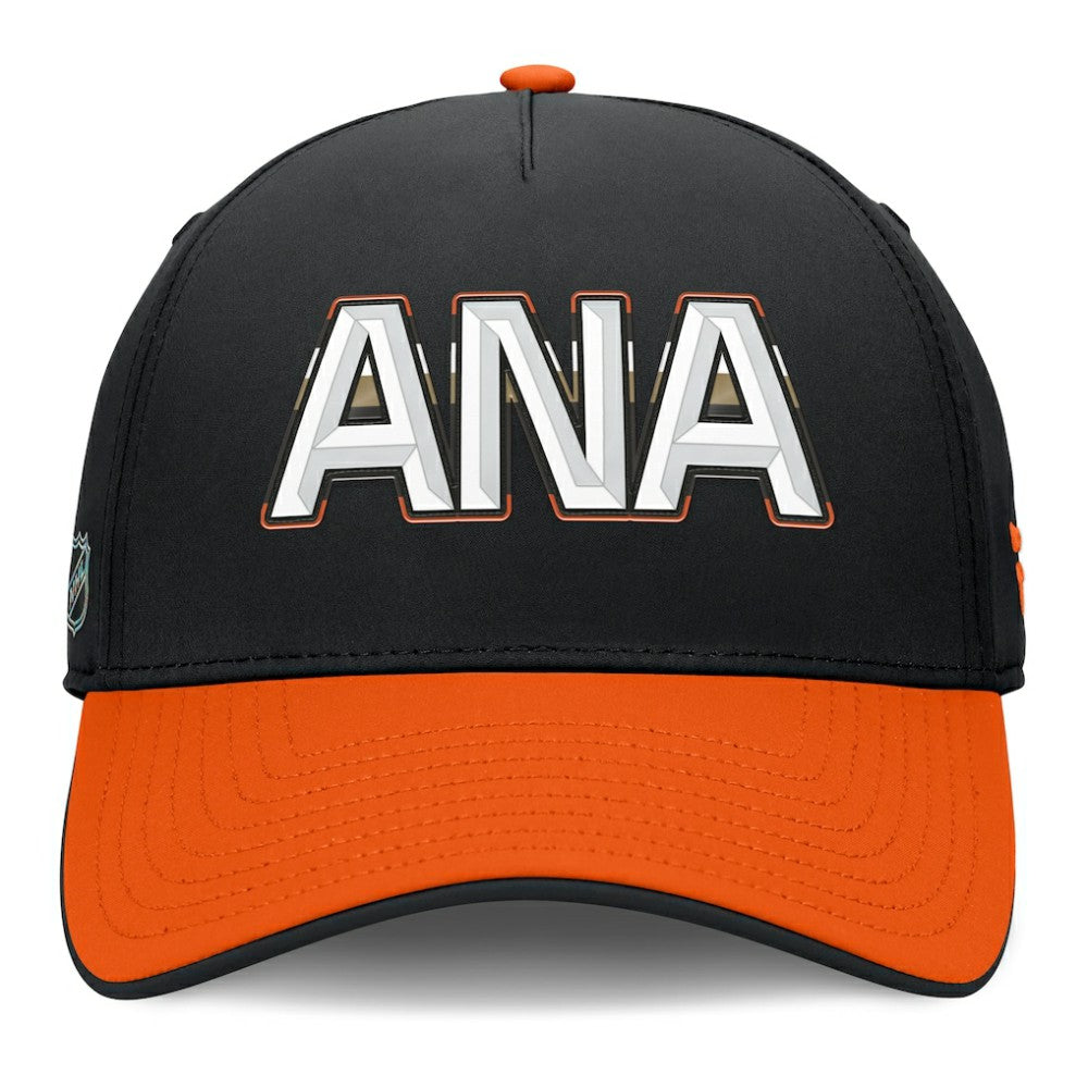 NHL Black/Orange Anaheim Ducks Fanatics Authentic Pro Rink Team Code Flex Hat