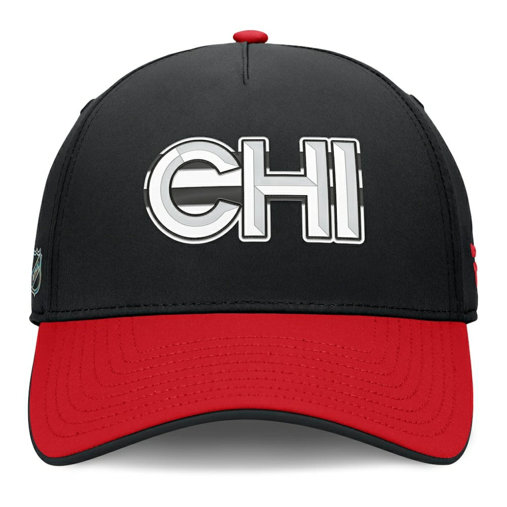 NHL Black/Red Chicago Blackhawks Fanatics Authentic Pro Rink Team Code Flex Hat