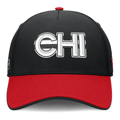 NHL Black/Red Chicago Blackhawks Fanatics Authentic Pro Rink Team Code Flex Hat