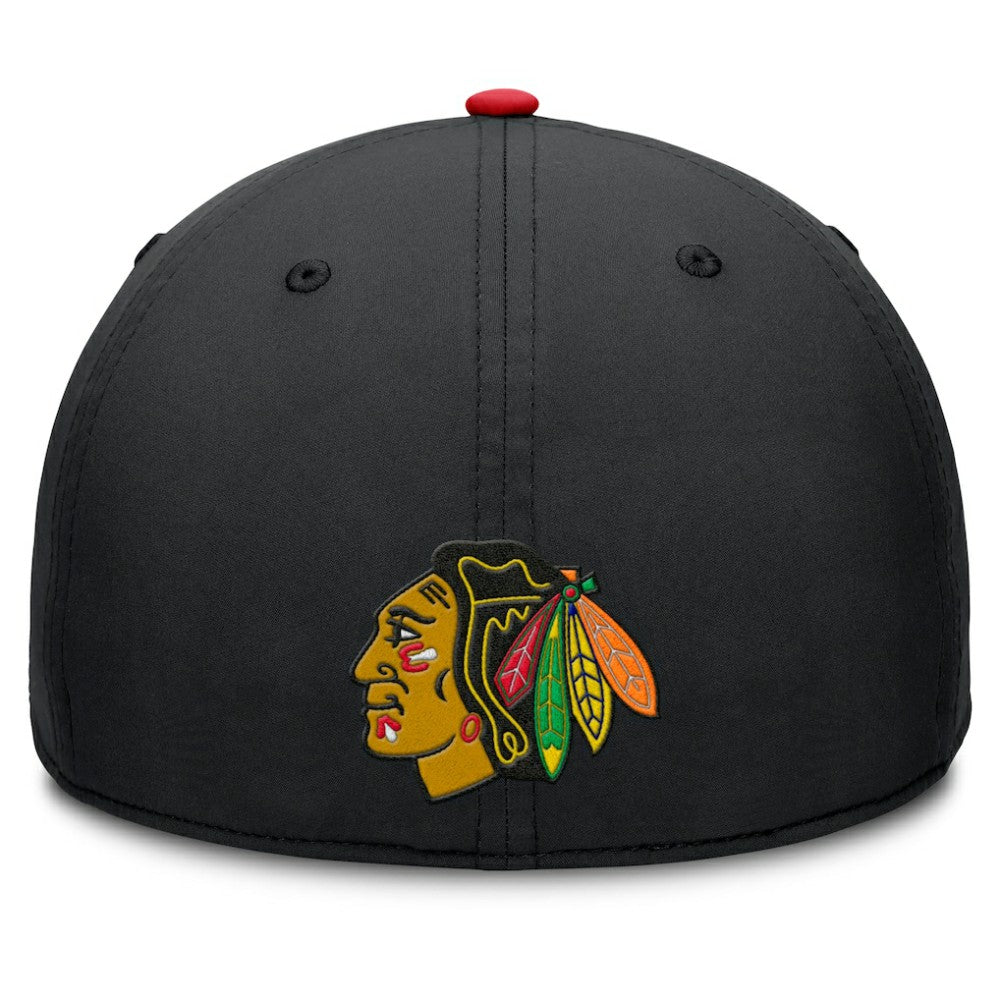 NHL Black/Red Chicago Blackhawks Fanatics Authentic Pro Rink Team Code Flex Hat