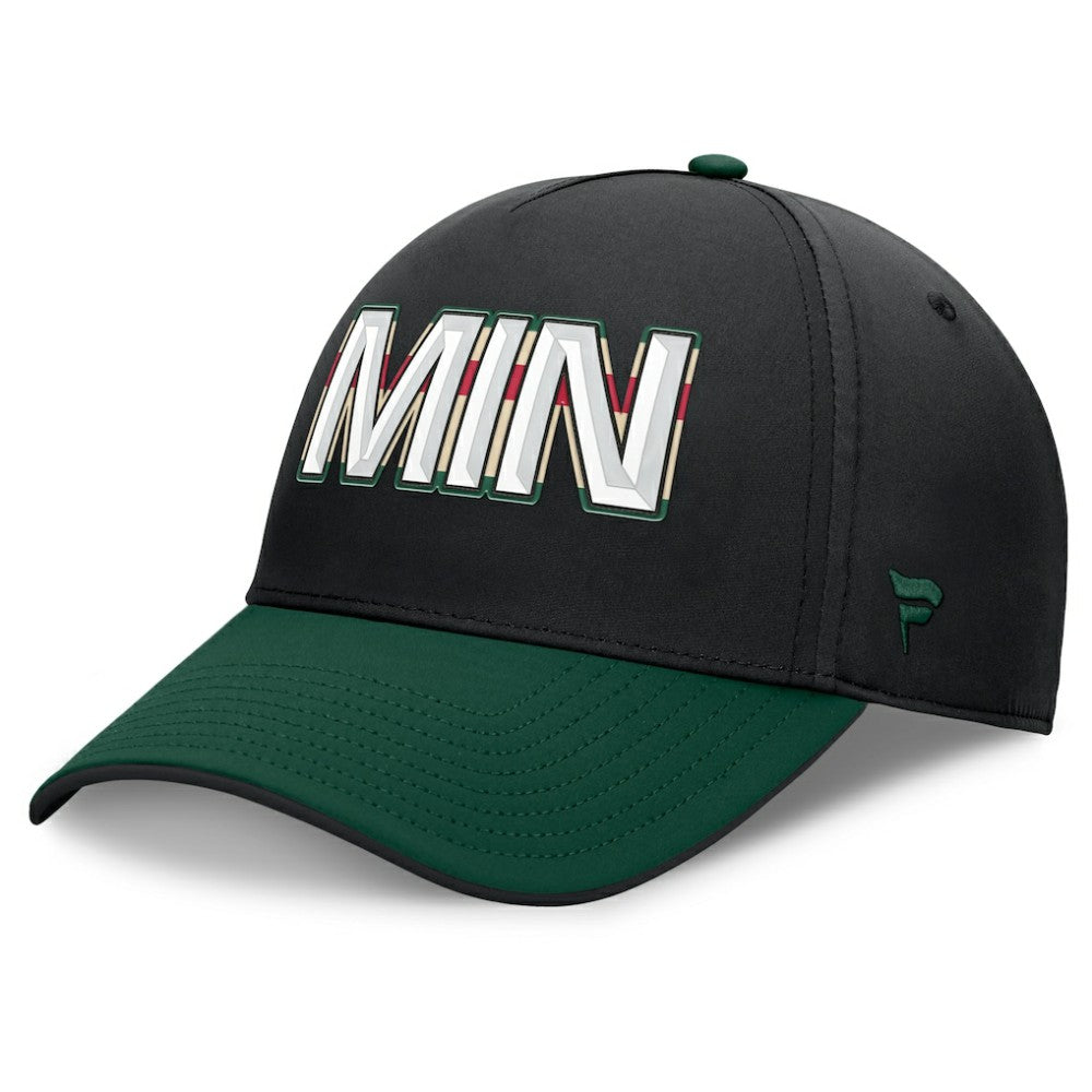 NHL Black/Green Minnesota Wild Fanatics Authentic Pro Rink Team Code Flex Hat
