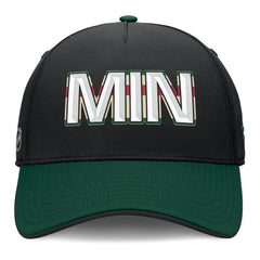 NHL Black/Green Minnesota Wild Fanatics Authentic Pro Rink Team Code Flex Hat