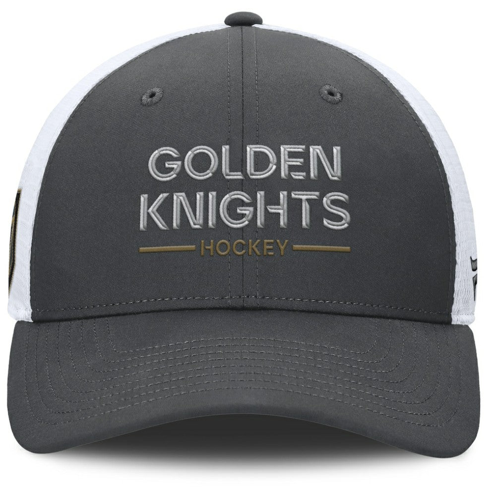 NHL Gray/White Vegas Golden Knights Fanatics Authentic Pro Rink Lockup Adjustable Trucker Hat