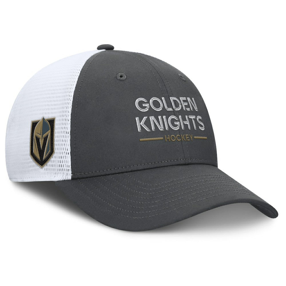 NHL Gray/White Vegas Golden Knights Fanatics Authentic Pro Rink Lockup Adjustable Trucker Hat