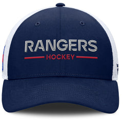 NHL Navy/White New York Rangers Fanatics Authentic Pro Rink Lockup Adjustable Trucker Hat
