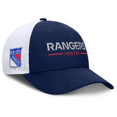 NHL Navy/White New York Rangers Fanatics Authentic Pro Rink Lockup Adjustable Trucker Hat