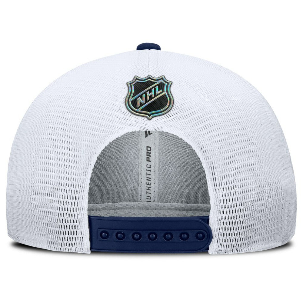 NHL Navy/White New York Rangers Fanatics Authentic Pro Rink Lockup Adjustable Trucker Hat