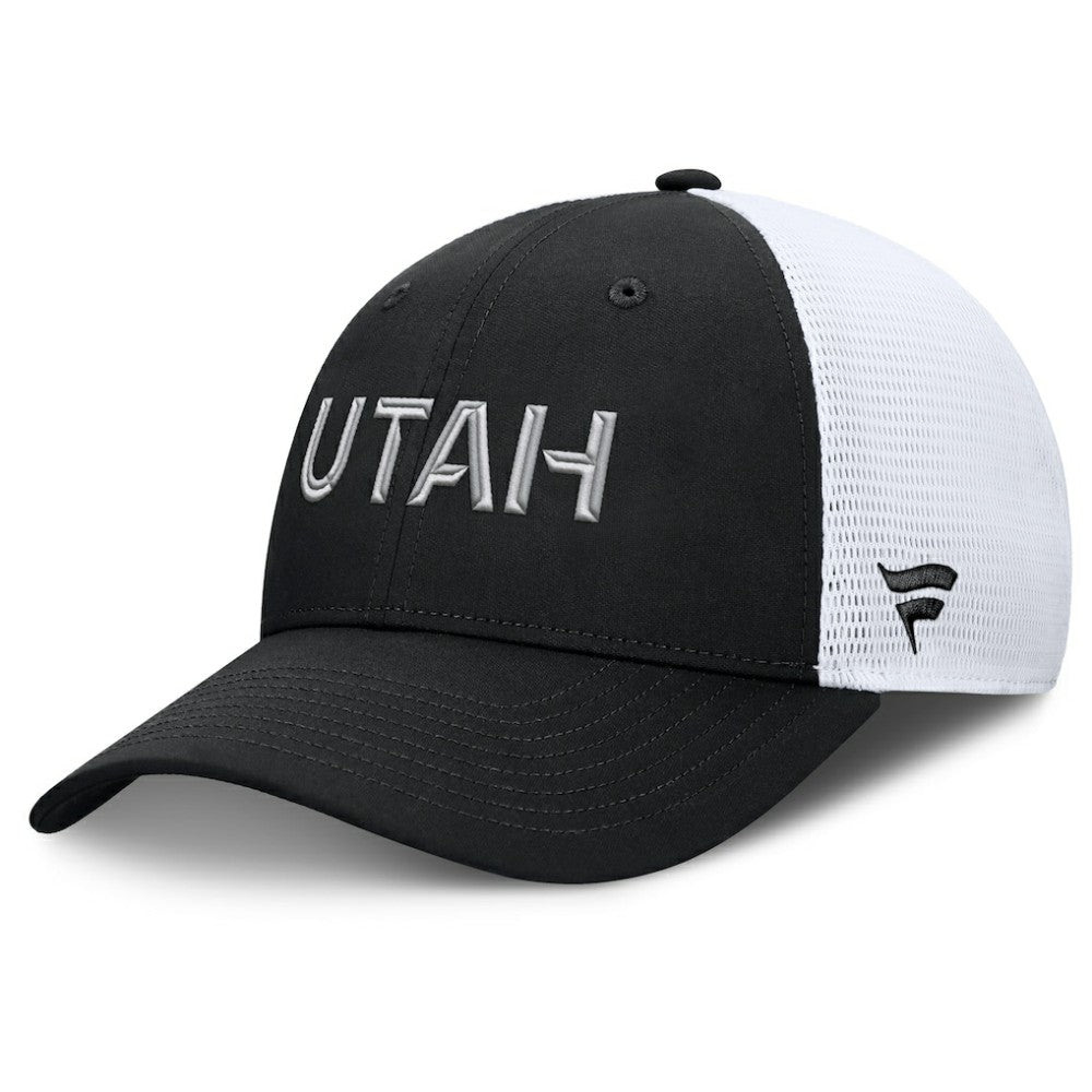 NHL Black/White Utah Mammoth Fanatics Authentic Pro Rink Lockup Adjustable Trucker Hat
