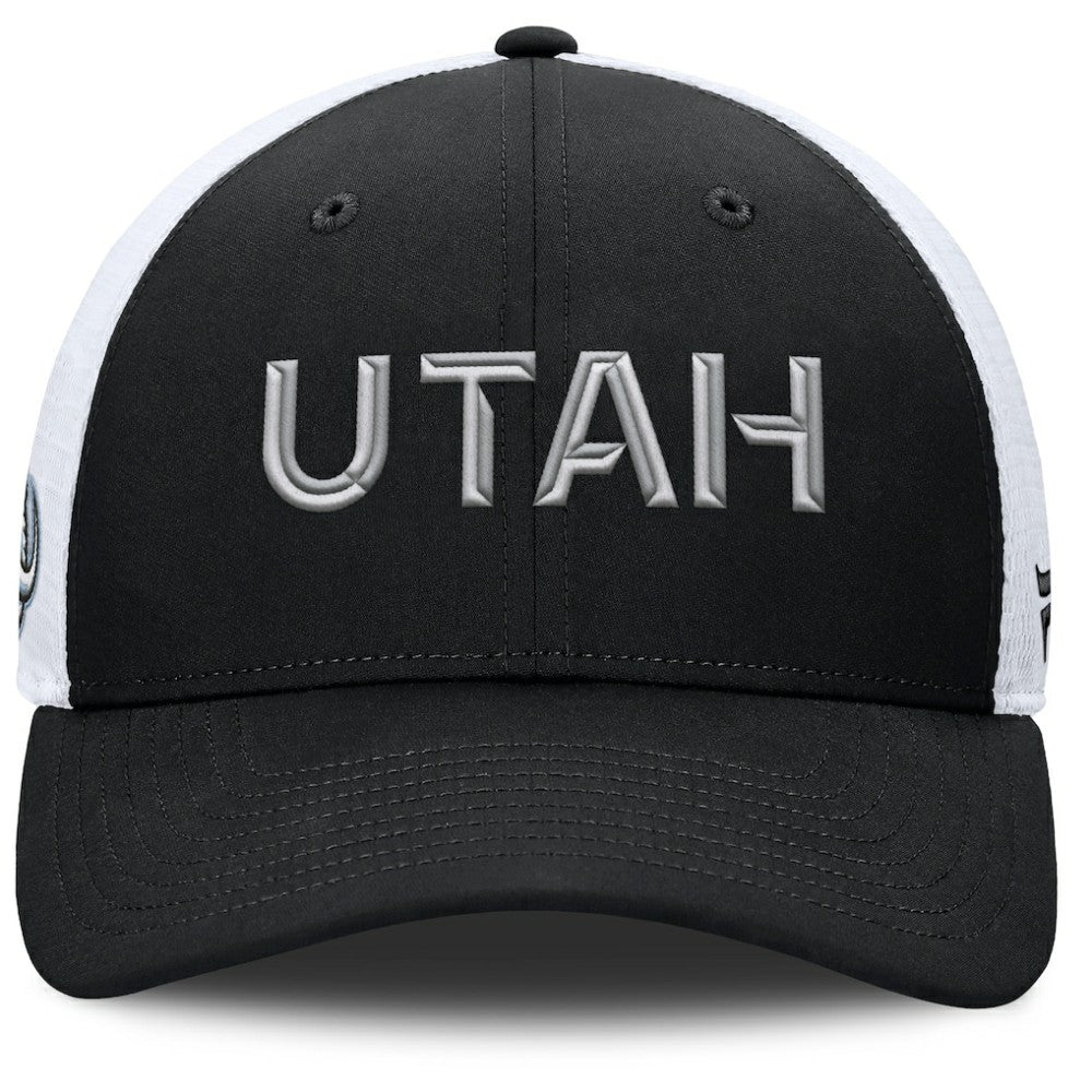 NHL Black/White Utah Mammoth Fanatics Authentic Pro Rink Lockup Adjustable Trucker Hat