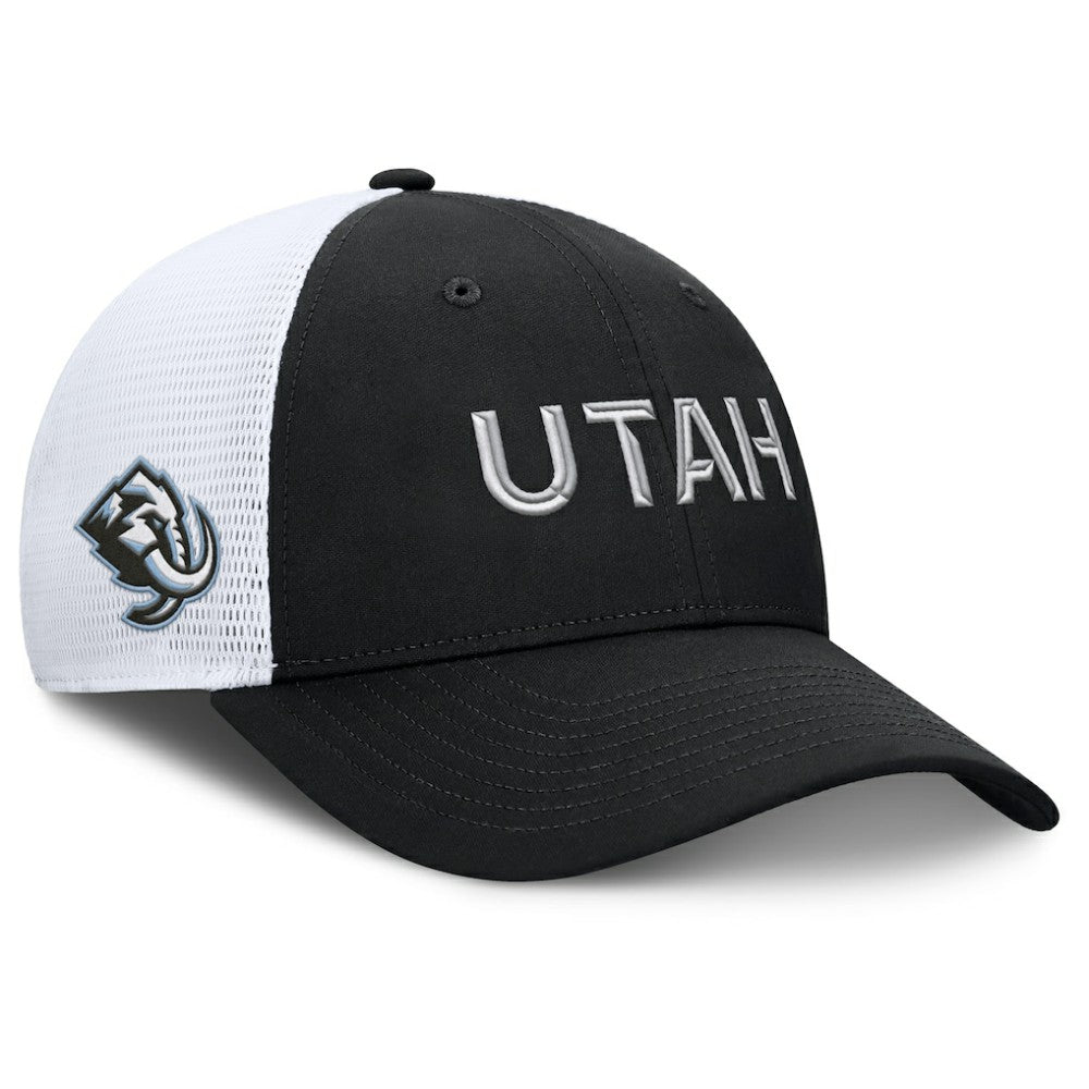 NHL Black/White Utah Mammoth Fanatics Authentic Pro Rink Lockup Adjustable Trucker Hat