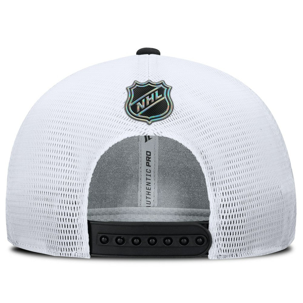 NHL Black/White Utah Mammoth Fanatics Authentic Pro Rink Lockup Adjustable Trucker Hat